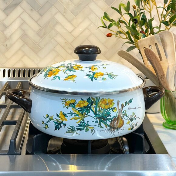 Vintage Villeroy & Boch 5 Qt Enamel Stew Pot with Lid - Picture 5 of 16